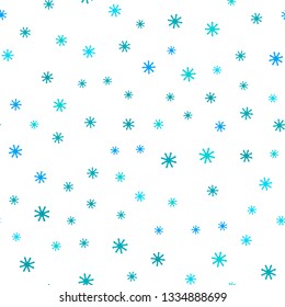 Light BLUE vector seamless pattern with christmas snowflakes. Modern geometrical abstract illustration with snowflakes. Template for business cards, websites.