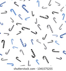 Light BLUE vector seamless pattern with delicious xmas candies.