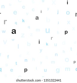 Light BLUE vector seamless pattern with ABC symbols. Abstract illustration with colored latin alphabet. Pattern for design of fabric, wallpapers.