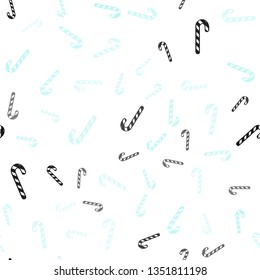 Light BLUE vector seamless pattern with delicious xmas candies.