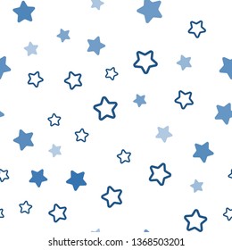 Light BLUE vector seamless pattern with christmas stars. Blurred decorative design in simple style with stars. Pattern for design of fabric, wallpapers.