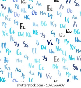 Light BLUE vector seamless pattern with ABC symbols. Colored alphabet signs with gradient on white background. Design for wallpaper, fabric makers.