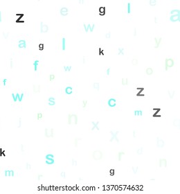 Light BLUE vector seamless pattern with ABC symbols. Colored alphabet signs with gradient on white background. Design for wallpaper, fabric makers.