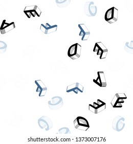 Light BLUE vector seamless pattern with 3D ABC symbols. Modern geometrical illustration with 3D ABC english symbols. Template for business cards, websites.