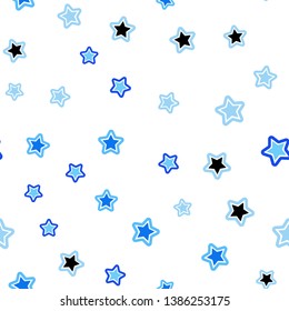 Light BLUE vector seamless pattern with christmas stars. Glitter abstract illustration with colored stars. Pattern for trendy fabric, wallpapers.