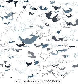 Light BLUE vector seamless pattern with sea dolphins. Modern abstract illustration with sea dolphins. Natural design for wallpapers.