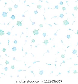 Light BLUE vector seamless sketch template. Shining colored illustration with leaves in doodle style. New template for your brand book.