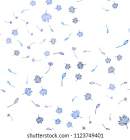 Light BLUE vector seamless sketch texture. An elegant bright illustration with leaves in Natural style. Doodle design for your web site.