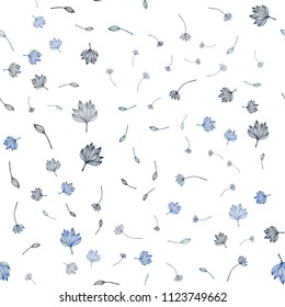 Light BLUE vector seamless sketch layout. New colorful illustration in doodle style with leaves. Completely new design for your business.