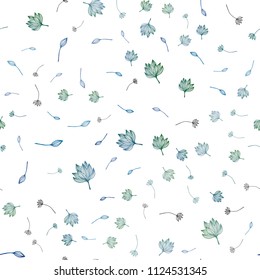 Light BLUE vector seamless sketch template. leaves on elegant natural pattern with gradient. Brand new design for your business.