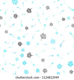 Light BLUE vector seamless sketch cover. Creative illustration in blurred style with leaves. Brand new style for your business design.