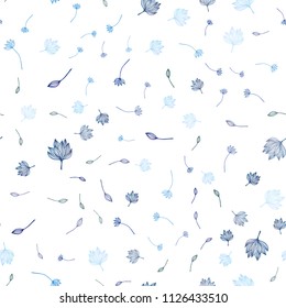 Light BLUE vector seamless sketch cover. leaves on blurred abstract background with gradient. New template for your brand book.
