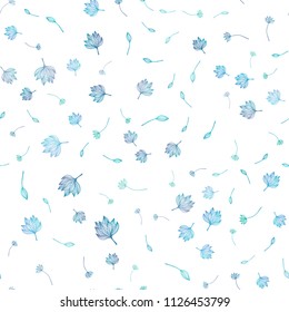 Light BLUE vector seamless sketch background. Brand new colored illustration with leaves. Completely new design for your business.