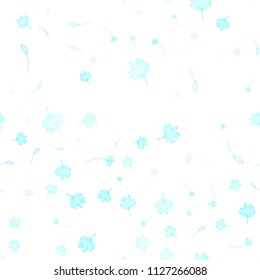 Light BLUE vector seamless sketch texture. Creative illustration in blurred style with leaves. Pattern for wallpapers and coloring books.
