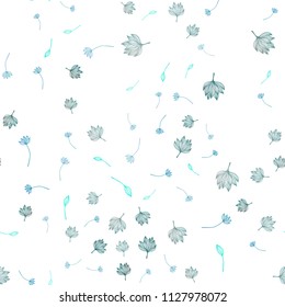 Light BLUE vector seamless sketch pattern. New colorful illustration in doodle style with leaves. The best blurred design for your business.