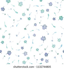 Light BLUE vector seamless sketch texture. Colorful abstract illustration with leaves in doodle style. Pattern for wallpapers and coloring books.
