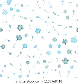 Light BLUE vector seamless sketch texture. New colorful illustration in doodle style with leaves. Completely new design for your business.
