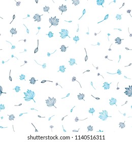 Light BLUE vector seamless sketch pattern. Creative illustration in blurred style with leaves. Pattern for coloring books and pages for kids.