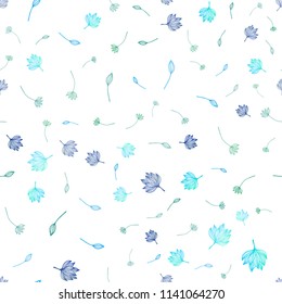 Light BLUE vector seamless sketch template. Colorful illustration in doodle style with leaves. The template for background of cell phones.