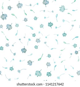 Light BLUE vector seamless sketch pattern. A vague abstract illustration with leaves in doodles style. A new texture for your design.