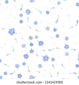 Light BLUE vector seamless sketch layout. Creative illustration in blurred style with leaves. Brand new style for your business design.
