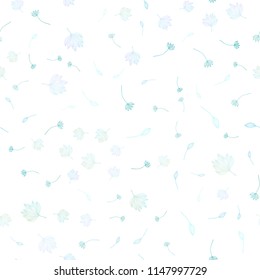 Light BLUE vector seamless sketch pattern. Colorful abstract illustration with leaves in doodle style. Hand painted design for web, leaflet, textile.