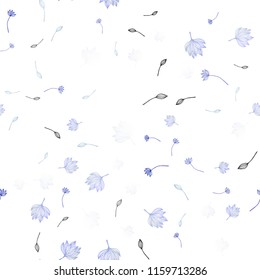 Light BLUE vector seamless sketch texture. Colorful illustration in doodle style with leaves. The textured pattern for website.