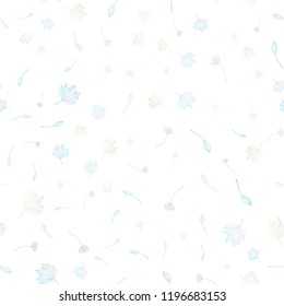 Light BLUE vector seamless sketch layout. An elegant bright illustration with leaves in Natural style. Pattern for coloring books and pages for kids.