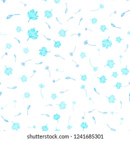 Light BLUE vector seamless sketch template. Decorative design in Indian style with leaves. New template for your brand book.