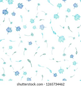 Light BLUE vector seamless sketch pattern. Decorative illustration with leaves on abstract template. Doodle design for your web site.
