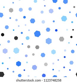 Light BLUE vector seamless template in hexagonal style. White background with colorful hexagons. New design for website's poster, banner.