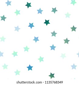 Light BLUE vector seamless template with sky stars. Shining colored illustration with stars. Best design for your ad, poster, banner.