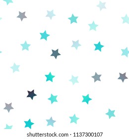 Light BLUE vector seamless template with sky stars. Glitter abstract illustration with colored stars. The pattern can be used for new year ad, booklets.