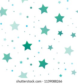 Light BLUE vector seamless template with sky stars. Stars on blurred abstract background with gradient. The pattern can be used for new year ad, booklets.