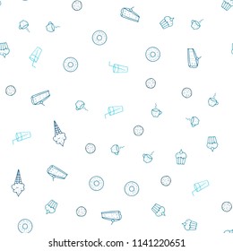 Light BLUE vector seamless template with organic meal. Beautiful colored illustration with food in doodle style. Pattern for ad, booklets, leaflets of restaurants.