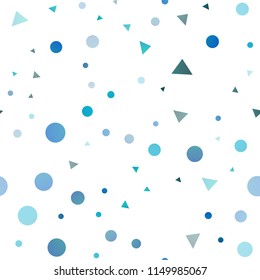 Light BLUE vector seamless template with crystals, circles. Glitter abstract illustration with spheres, triangular lines. Template for business cards, websites.