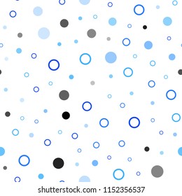Light BLUE vector seamless template with circles. Modern abstract illustration with colorful water drops. Pattern for design of window blinds, curtains.