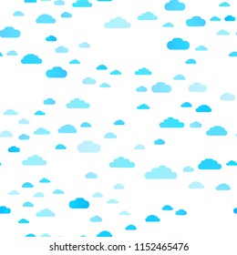 Light BLUE vector seamless template with sky, clouds. Colorful illustration consisted of abstract clouds. Pattern for design of fabric, wallpapers.