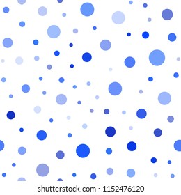 Light BLUE vector seamless template with circles. Illustration with set of shining colorful abstract circles. Pattern for design of window blinds, curtains.