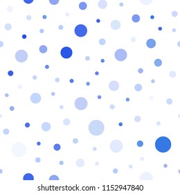 Light BLUE vector seamless template with circles. Abstract illustration with colored bubbles in nature style. Pattern for design of window blinds, curtains.