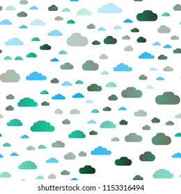 Light BLUE vector seamless template with sky, clouds. Beautiful illustration with colorful sky, clouds. Design for textile, fabric, wallpapers.