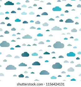 Light BLUE vector seamless template with sky, clouds. Colorful illustration consisted of abstract clouds. Pattern for trendy fabric, wallpapers.