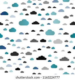 Light BLUE vector seamless template with sky, clouds. Illustration with abstract gradient clouds. Pattern for trendy fabric, wallpapers.