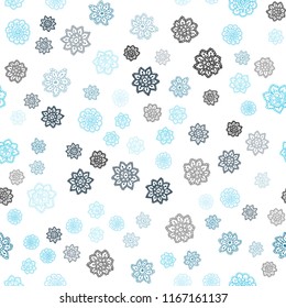 Light BLUE vector seamless template with ice snowflakes. Blurred decorative design in xmas style with snow. Pattern for design of fabric, wallpapers.