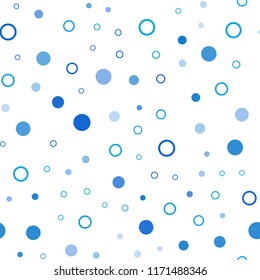 Light BLUE vector seamless template with circles. Glitter abstract illustration with blurred drops of rain. Design for textile, fabric, wallpapers.