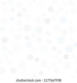Light BLUE vector seamless template with ice snowflakes. Decorative shining illustration with snow on abstract template. Trendy design for wallpaper, fabric makers.
