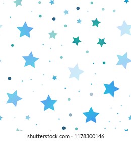 Light BLUE vector seamless template with sky stars. Shining colored illustration with stars. The pattern can be used for wrapping gifts.