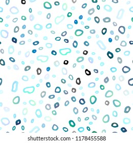 Light BLUE vector seamless template with spots. Modern abstract illustration with colorful water drops. Pattern for trendy fabric, wallpapers.