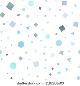 Light BLUE vector seamless template with crystals, circles, squares. Circles, lines, rhombus with colorful gradient. Trendy design for wallpaper, fabric makers.