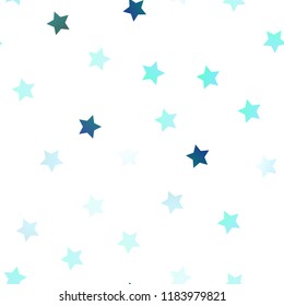 Light BLUE vector seamless template with sky stars. Glitter abstract illustration with colored stars. The pattern can be used for websites.